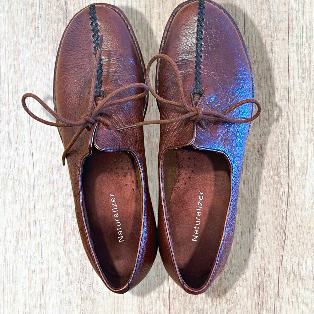 VTG Naturalizer EUC Gerald Brown Leather Seam Oxford Comfort Flats Shoes S 6.5 M